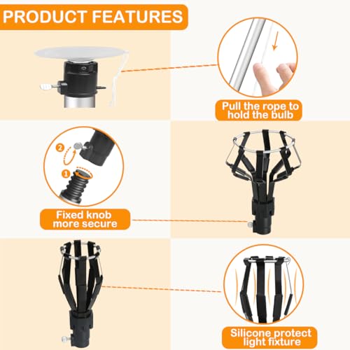Uniarmoire 12FT Lightbulb Changer for High Ceilings, High Reach Light Bulb Changer,Light Bulb Changer with Pole Extension,Baskets and Suction Cup, Bulb Removal Tool by Uniarmoire - Image 5