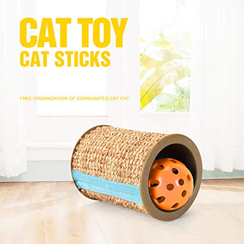 Dheera Arranhador de sisal, 1/2 peças, com sino para garra de gato e rolo de brinquedo com som, 10,3