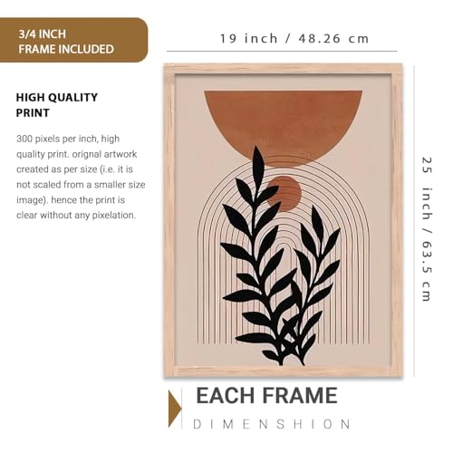 Image of Kalit Kala Decor Boho Painting Wall Art Home Decoration Paintings With Frame For Living Room Bed Room Hotel Wall Decor Digital Reprint Set of 3 (19X25 inch)