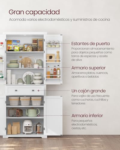 Almacenamiento de cocina blanco BBC561W21 armario despensa con baldas ajustables 5