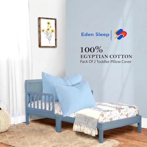 Image of Toddler Travel Baby Pillowcases, Pack of 2 Zipper Closure Pillow Cover 100% Cotton Small Pillowcase, 500 Thread Count Nersury Pillowcase for Kids 12x16 inch, Light Blue