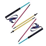 Bastón de Trekking Ligero, Plegable y Cierre rápido, Fibra Carbono(2pcs 120cm Rainbow)
