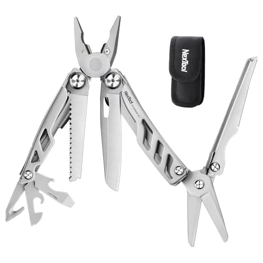 NexTool Flagship Pro Multitools 16 in 1 Faltbares Edelstahl Multifunktionale Zange, Taschenmesser mit Flasche/Dosenöffner, Schere, Messer und Säge für Camping, Reparieren, Männer Geschenke-Silber