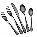 AOOSY Set de Couverts Noir Mat, Couverts en Argent Massif Solide 20 pièces en Acier Inoxydable 18/10, Couverts, Couteaux de dîner, fourchettes, cuillères (4 Ensembles)