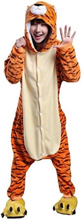 Adult Unisex Tiger Pajama Halloween Costume Cosplay Animal 1-Piece