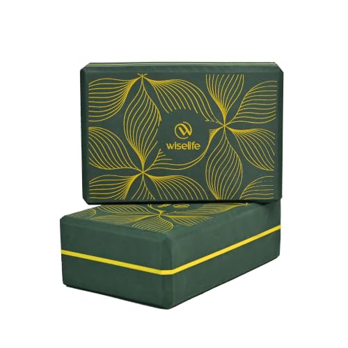 Image of WiseLife Printed Yoga Blocks | Yoga Brick (Pack of 2, Extra Large Size), High-Density EVA Foam Soft Surface for Balance, Support & Performance, Strength Training Exercise