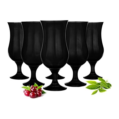 6 Cocktail Glasses Black 480ml Hurricane Cocktail Glasses Long Drink Glasses Cover