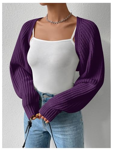 Image of Verdusa Women's Y2k Cropped Cardigan Sweaters Lightweight Knit Open Front Bolero Shrugs Spring Fall Outfits