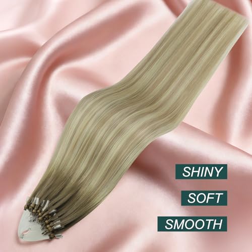 Image of Easyouth Micro Loop Hair Extensions Real Human Hair Ombre, 24 Inch 57g 50s