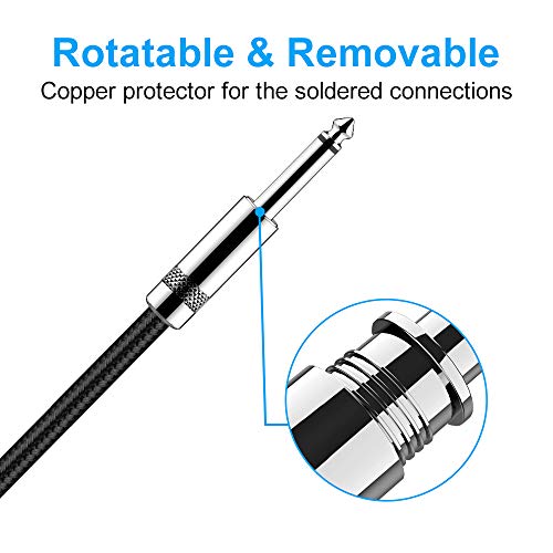 Image of New Bee Guitar Cable 15ft Electric Instrument Cable Bass AMP Cord Straight to Straight for Electric Guitar, Bass Guitar, Electric Mandolin, Pro Audio, Black