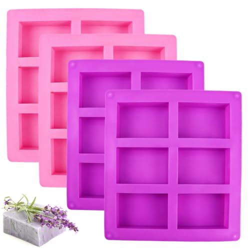 4 Moldes de Silicona para Jabón 6 Cavidades Rectangulares