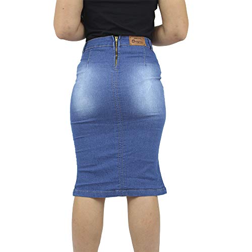 Saia Jeans Evangélica Azul Claro com Tiras Anagrom Ref.149 (40)