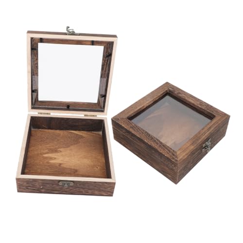 NOLITOY Rustic Wood Butterfly Specimen Display Box Insect Preservation Case Top Lid Multiuse Collection Box for Display
