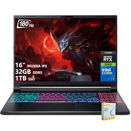 Nitro V 16S Gaming Laptop | 16" WUXGA IPS 180Hz (100% sRGB) | Intel 10-Core 7 240H | 32GB DDR5 1TB SSD | GeForce RTX 5060 DLSS4 (fino a 572 AI Tops) | Tastiera retroilluminata Win11 con - Notebook