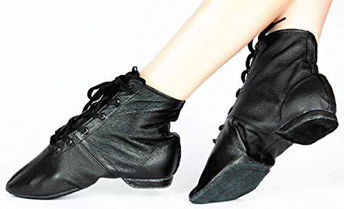 Cheapdancing Children’s Practice Dancing Shoes Soft Leather Flat Lace-up Jazz Boots (Little Kid/Big Kid)3