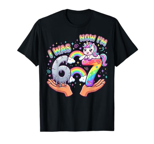 I was 6 Now I'm 7 Unicorn 7th SIx Seven Gifts Birthday Girl T-Shirt