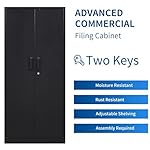 Metal Storage Cabinet-71” Tall Steel File Cabinets with Lockable Doors and Adjustable Shelves-Black Steel Storage Cabinet for Home, School, Office, Garage - Image 4