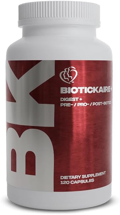 Kaire BioticKaire+ Multi-Action Digestive Enzymes – Probiotics, Prebiotics, Postbiotics & Enzymes – Daily Wellness for Health & Support Supplement (120 Capsules)