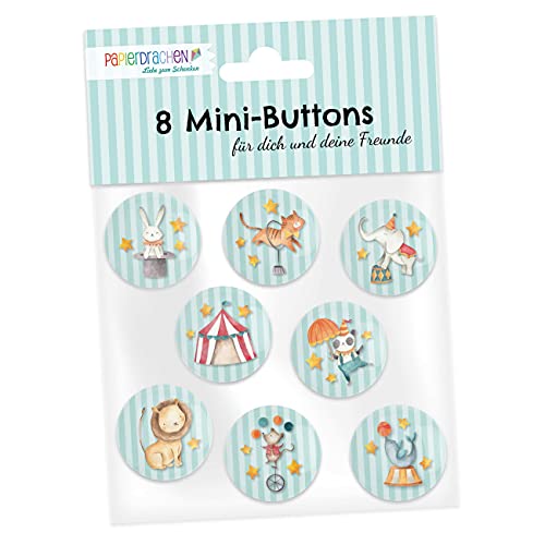 8 mini-boutons (25mm) à offrir pour l'anniversaire des enfants | décoration pour trousse ou cartable | cadeau pour le premier jour d'école - design circus - set 3