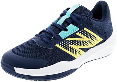 New Balance Men's 696 V6 Tennis Shoe, White/Clementine, 8