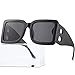 PORADAY Fashion Large Square Sunglasses for Women Men Trendy Black Thick Frame Luxury Designer Sun Glasses Modern Big Frame (Black/Grey)