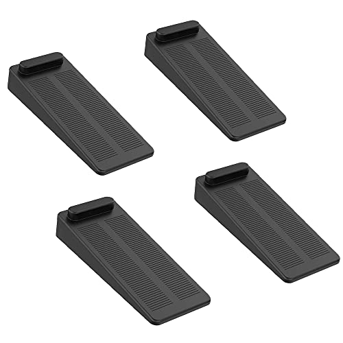 MERCURYAL Topes Para Puertas Antideslizantes en Forma de Cuña - Topes Puerta Suelo - Sujeta Puertas Suelo (4 Unidades, Negro)