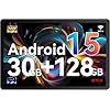 Gleeso Tableta, Android 15, 30GB+128GB+1TB Expand, 6200mAh, 15W carga rápida, doble cámara, WiFi 6, BT 5.4, certificado GMS, tableta Widevine L1 HD de 10 pulgadas con pantalla dividida (gris)