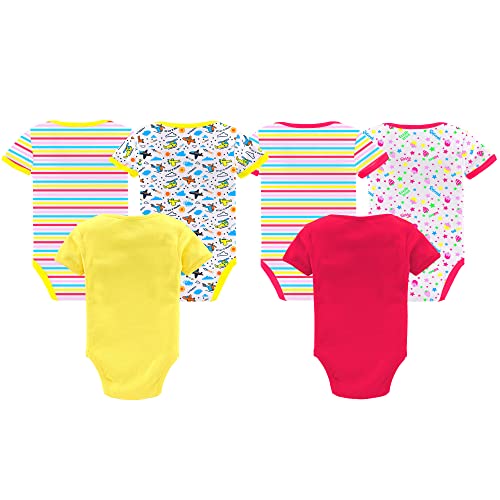 Image of Kidbee Newborn Baby Half Sleeve Cotton Sleepsuits /Half Romper /Bodysuit /Onesies (Set of 6)