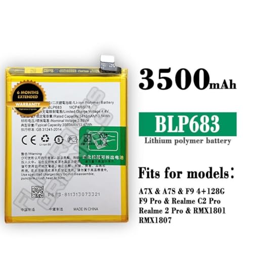 Image of BLP683 Battery for Oppo K1 / A7X / A7S / F9 4+ 128G F9 PRO / C2 PRO / 2 PRO / RMX1801,RMX1807 Battery with 6 Month Warranty **** (U53)