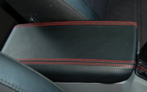 RedlineGoods armrest Cover Compatible with Subaru Forester 2003-08. Tailor Made - not Universal. Genuine top-Grade Italian Black Suede (Alcantara) with Blue Thread