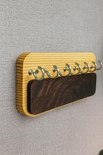 Image of 'Bright' Wooden Key Holder for Home Stylish Decor(7hooks) Real Wood. Key Hangers for wall Key Holder Stand Key Stand for wall Keychain Holder for wall
