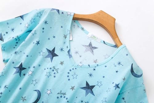 Image of CHUNG Women Cotton Pajama Sets Sleepwear pjs Short Sleeve Shirt Capri Length Crop Pants Cute Vivid Print
