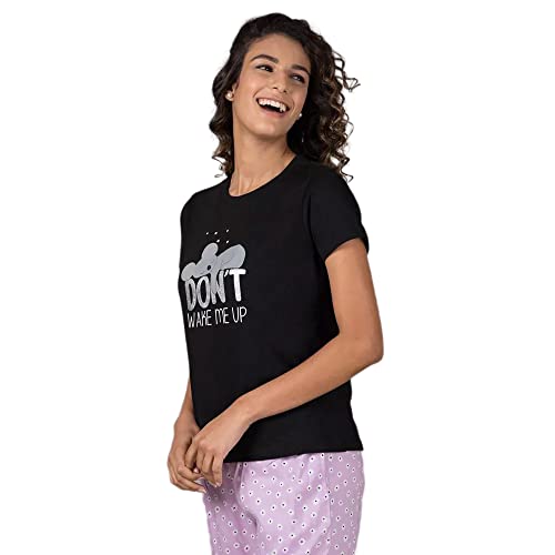 Image of in. fuse by Shoppers Stop Graphic Cotton Round Neck Womens Regular Fit T-Shirt (S21INFGRAKTPB-P)
