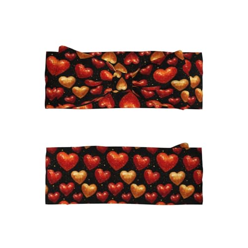 Red Heart Print Baby Girl Bows Headbands Baby Girls Newborn Headbands Infant Toddlers 0-6 Months2