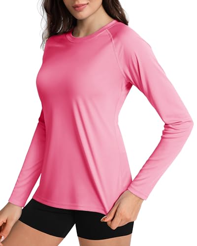 Boladeci Rash Guard for Women Long Sleeve SPF UPF 50+ Sun Protection Lightweight Swim Shirts Rose...