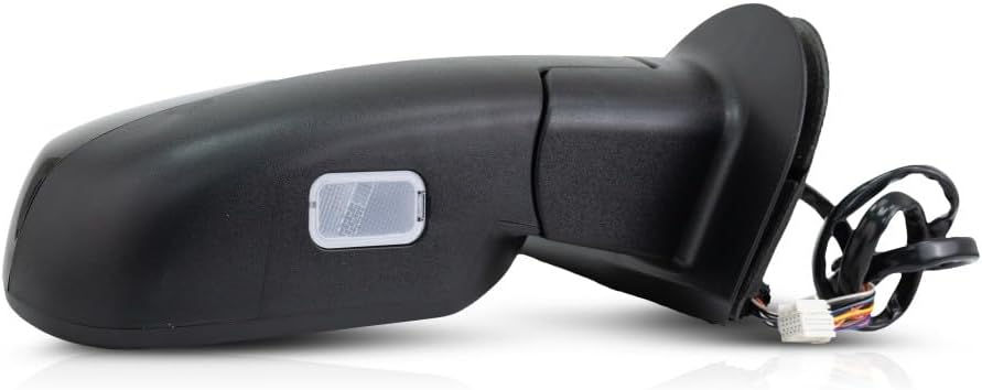 For GMC Yukon XL 1500 2007-2014 Door Mirror Passenger Side | Power | Heated | Power Folding | w/Memory | Signal Light & Puddle Light | 2 Caps | Paintable/Textured Black | For 25779849 | GM1321377