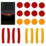 CIATBYYJ 20 Pcs Safety Reflectors for Golf Cart Decals, Carbon Fiber Anti-Collision Car Reflective Stickers for Car Side Bumper Fenders Truck Wheel Well Arch (Orange & Red)