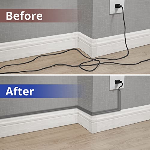 Image of 85in Corner Cable Concealer - One-Cord Corner Duct, Paintable Cord Cover, Cable Management Channel for Wall & Floor - 5 x 17in, Grey