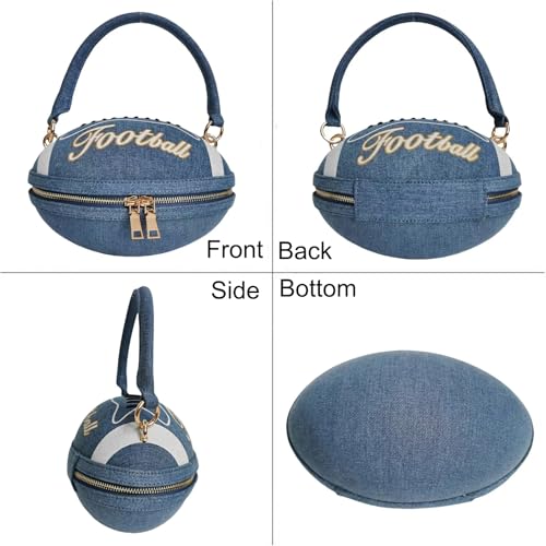 Image of Women Rhinestone Football Shaped Handbag Chain Crossbody Shoulder Bag Football Purse | Rugby, Unique, Novelty, Football