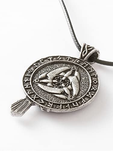 HAQUIL Raven Necklace, Viking Celtic Raven Medallion Pendant, Norse Raven Jewelry Gift for Men and Women3