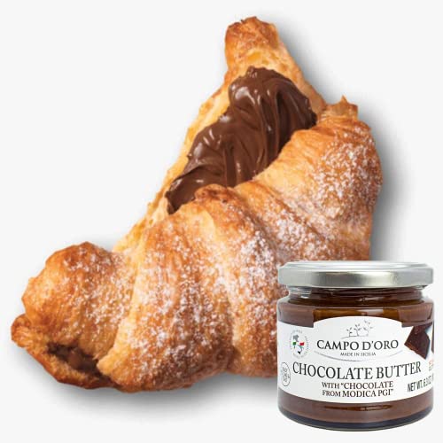 Premium Chocolate Spread, Dop Certified Modica Chocolate, Creamy, Buttery, No Palm Oil, From Sicily, Italy, 6.35Oz, Campo D'oro #TOP3