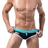 [DESMIIT] メンズ 水着 三角 モダンセクシースイムウェアローライズタンニングスイムブリーフ 古典的な純粋な色水泳 黒 Mサイズ