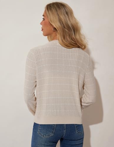 Image of Womens Summer Cardigan Sweaters Open Front Long Sleeve Lightweight Knit Cardigans L