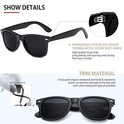 Image of FEIDUSUN Sunglasses Men Polarized Sunglasses for Mens and Womens,Black Retro Sun Glasses Driving Fishing UV Protection