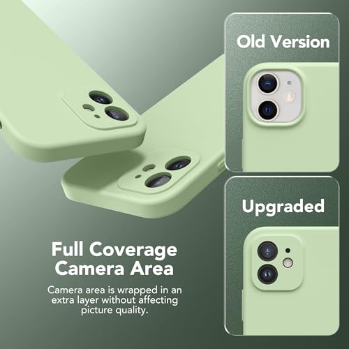 Image of Magnetic for iPhone 12 Case, Compatible with MagSafe, [Full Camera Protection][Screen Protector] Silicone Shockproof Protective Phone Case for iPhone 12 6.1 inch, Matcha