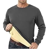 Sweater Warm Rundhals Fleece Sweatshirts Basic Langarm Shirts Winterpullover Sweat Winter Warme Weiche Pullover Leichter Arbeitspullover 01-Dunkelgrau M