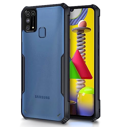 Image of Outlouders Back Cover for Samsung Galaxy M31 /M31 Prime /F41 | Ultra Hybrid Transparent | Full Camera Protection | Raised Edge | Crystal Clear Bumper Case (Black)