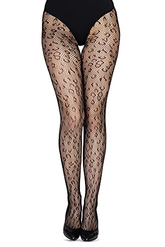 looksy Medias de red negras para mujer, medias de red de diamantes para mujer, aspecto sexy, 09. Fishnet Leopard - 1pcs, talla única Cover