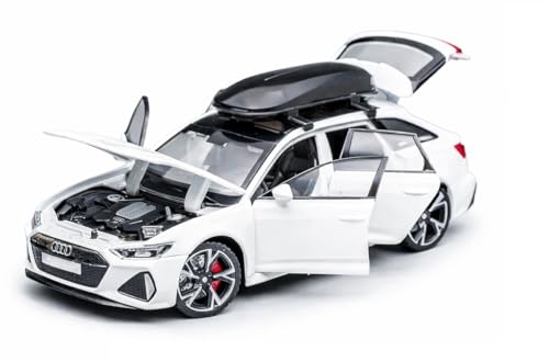 Image of Invite 1:32 Scale Audi RS6 Alloy Die-Cast Car Model with Door-Activated Light & Sound | Openable Doors, Hood & Trunk | Metal Toy Car for Kids & Collectors (White Color)