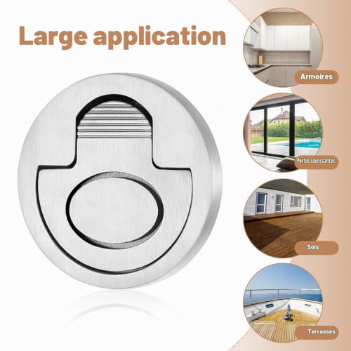 Homoyoyo anneau de traction en acier inoxydable poignée de trappe en acier inoxydable poignée de levage encastrée poignées d'armoires de cuisine poignée de tirage encastrée Marin ascenseur – vue 4